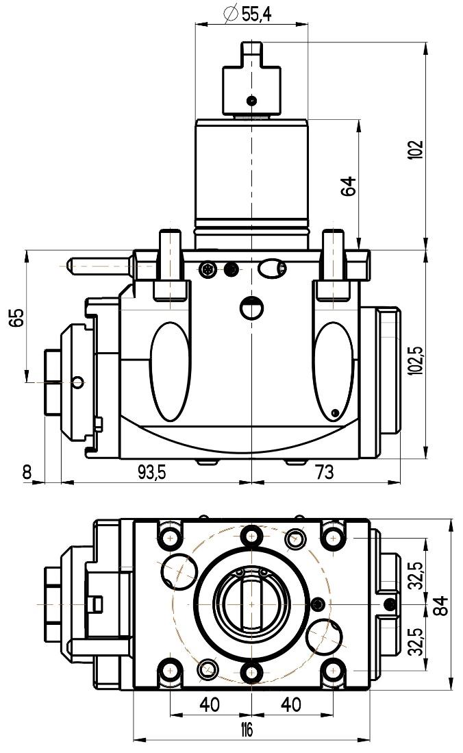 BMT 55, angled tool holder, with 80 bar internal cooling NAKAMURA