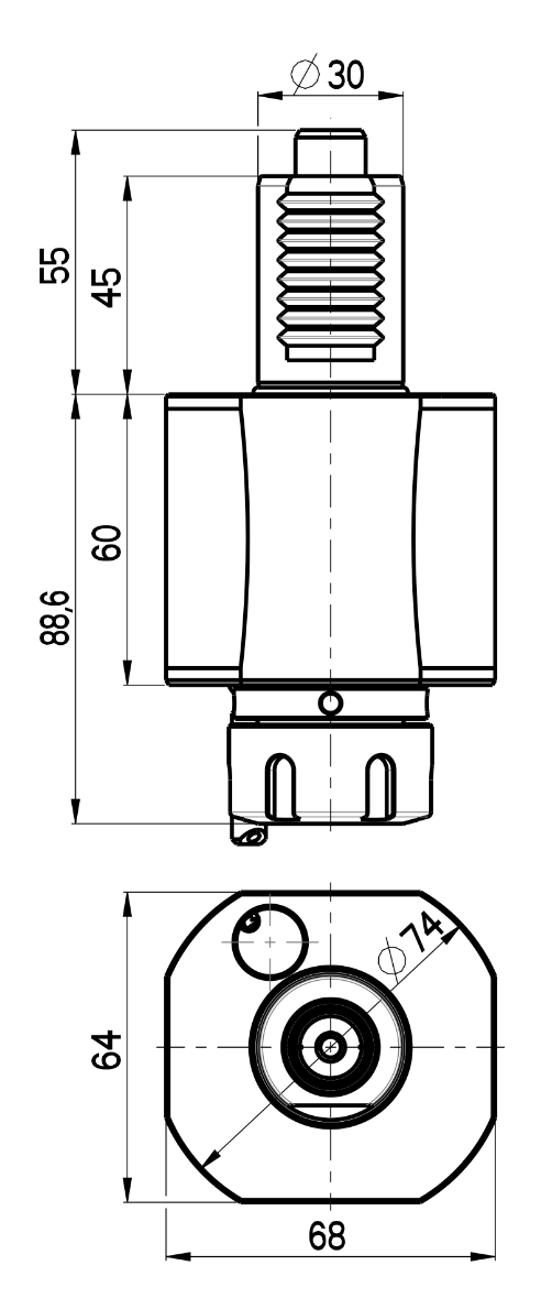 RG Tools VDI 30, gerader Werkzeughalter, Kupplung DIN 5482, mit Innenkühlung RGX1-30/111-25/2 Dimensionen