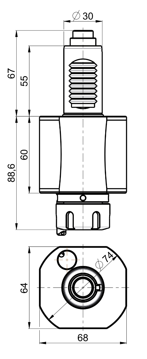 RG Tools VDI 30, gerader Werkzeughalter, Kupplung DIN 5480, mit Innenkühlung RGX1-30/131-25/2 Dimensionen