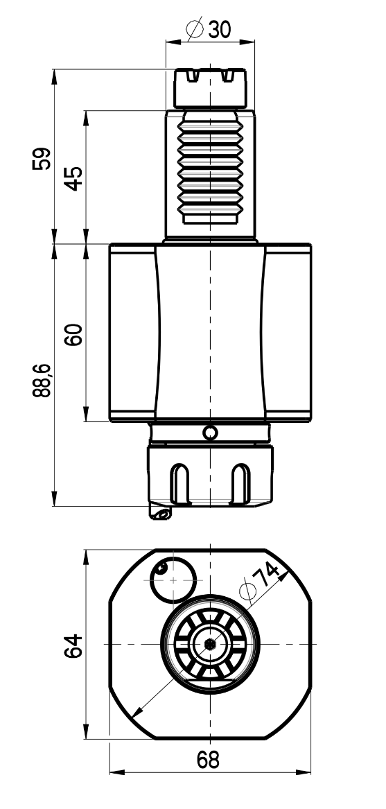 RG Tools VDI 30, gerader Werkzeughalter, Kupplung TOEM, ohne Innenkühlung RGX1-30/141-25/1 Dimensionen