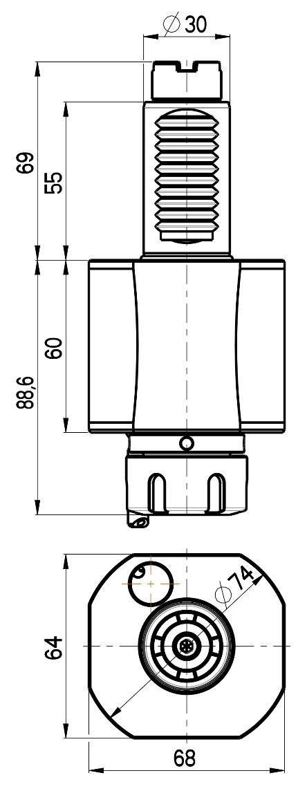 RG Tools VDI 30, gerader Werkzeughalter, Kupplung Okuma, ohne Innenkühlung RGX1-30/151-25/1JA Dimensionen