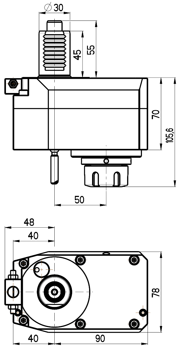 RG Tools VDI 30, gerader + versetzter Werkzeughalter, Kupplung DIN 5482, ohne Innenkühlung RGX1-30/311-25/1.1-50(2:1) Dimensionen