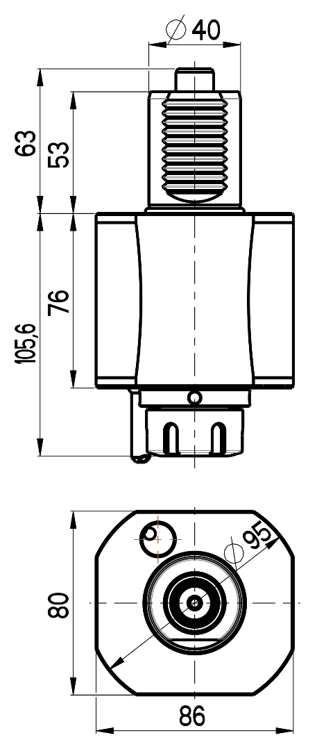 RG Tools VDI 40, gerader Werkzeughalter, Kupplung DIN 5482, mit Innenkühlung RGX1-40/111-25/2 Dimensionen