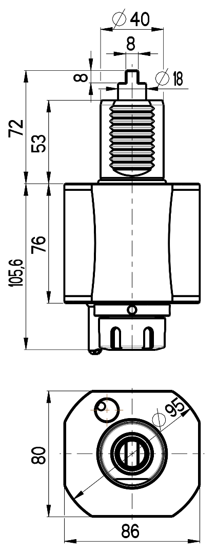 RG Tools VDI 40, gerader Werkzeughalter, Kupplung DIN 1809, mit Innenkühlung RGX1-40/121-25/2 Dimensionen