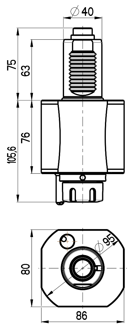 RG Tools VDI 40, gerader Werkzeughalter, Kupplung DIN 5480, mit Innenkühlung RGX1-40/131-25/2 Dimensionen