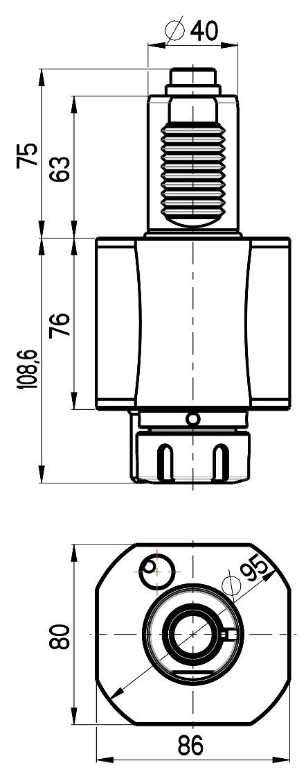 RG Tools VDI 40, gerader Werkzeughalter, Kupplung DIN 5480, ohne Innenkühlung RGX1-40/131-32/1 Dimensionen