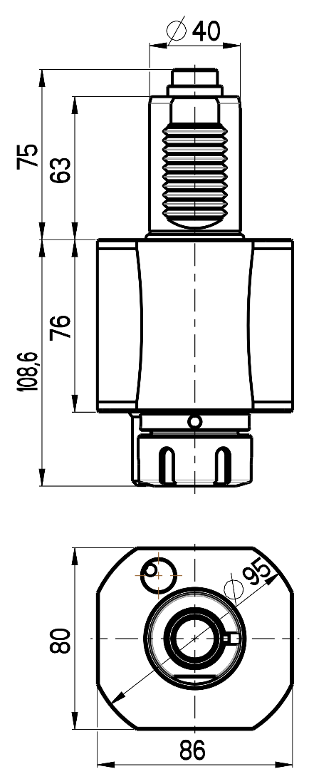 RG Tools VDI 40, gerader Werkzeughalter, Kupplung DIN 5480, mit Innenkühlung RGX1-40/131-32/2 Dimensionen