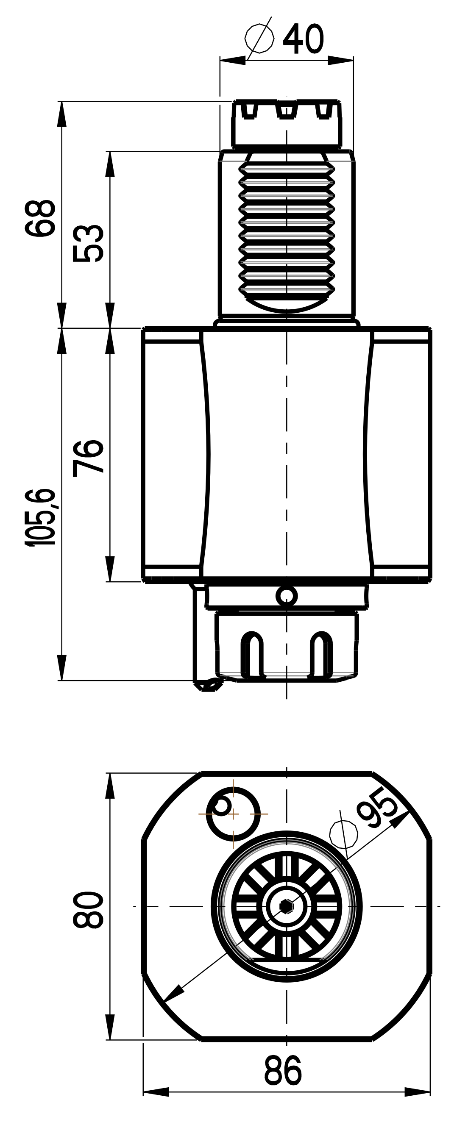 RG Tools VDI 40, gerader Werkzeughalter, Kupplung TOEM, ohne Innenkühlung RGX1-40/141-25/1 Dimensionen