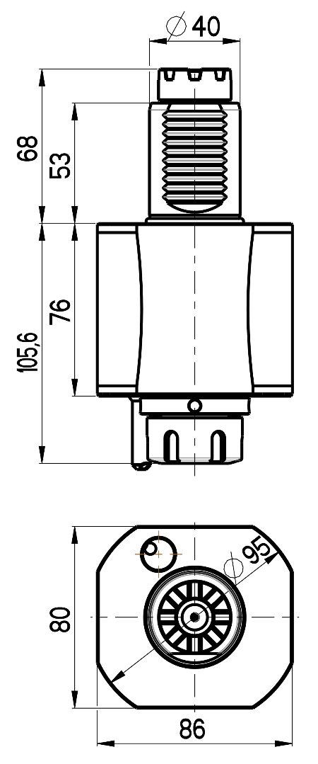 RG Tools VDI 40, gerader Werkzeughalter, Kupplung TOEM, mit Innenkühlung RGX1-40/141-25/2 Dimensionen