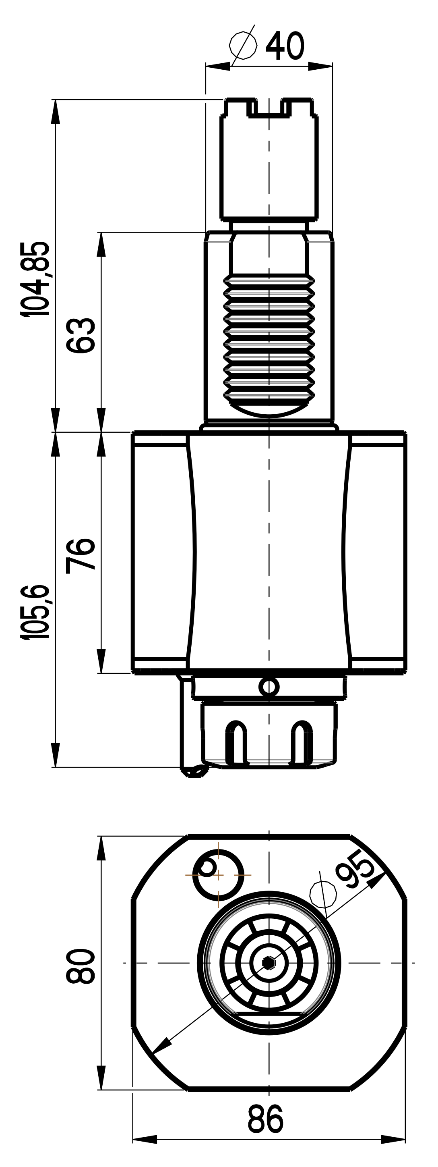 RG Tools VDI 40, gerader Werkzeughalter, Kupplung HAAS, ohne Innenkühlung RGX1-40/151-25/1A Dimensionen