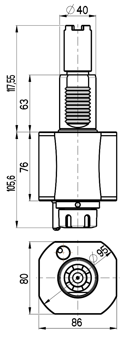 RG Tools VDI 40, gerader Werkzeughalter, Kupplung HAAS, ohne Innenkühlung RGX1-40/151-25/1B Dimensionen