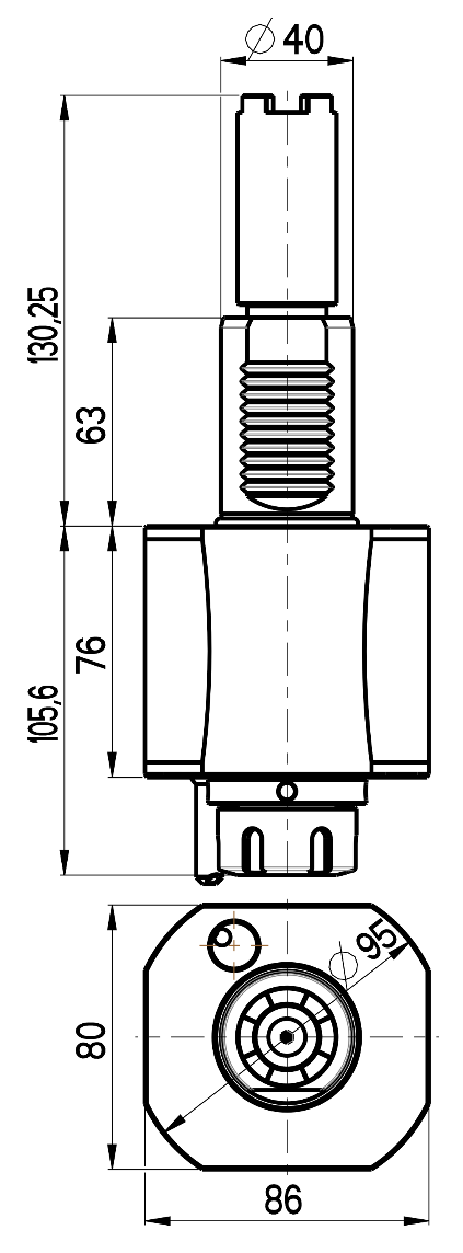 RG Tools VDI 40, gerader Werkzeughalter, Kupplung HAAS, ohne Innenkühlung RGX1-40/151-25/1C Dimensionen