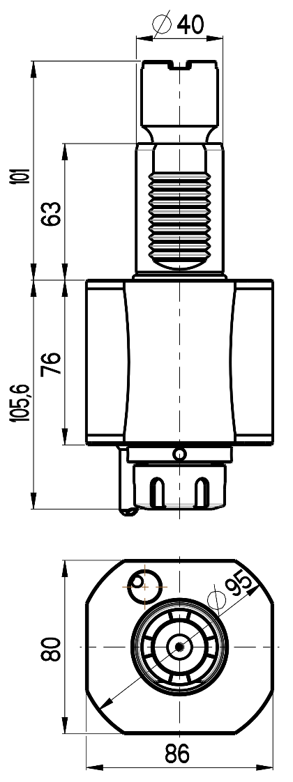 RG Tools VDI 40, gerader Werkzeughalter, Kupplung Okuma, ohne Innenkühlung RGX1-40/151-25/1JB Dimensionen
