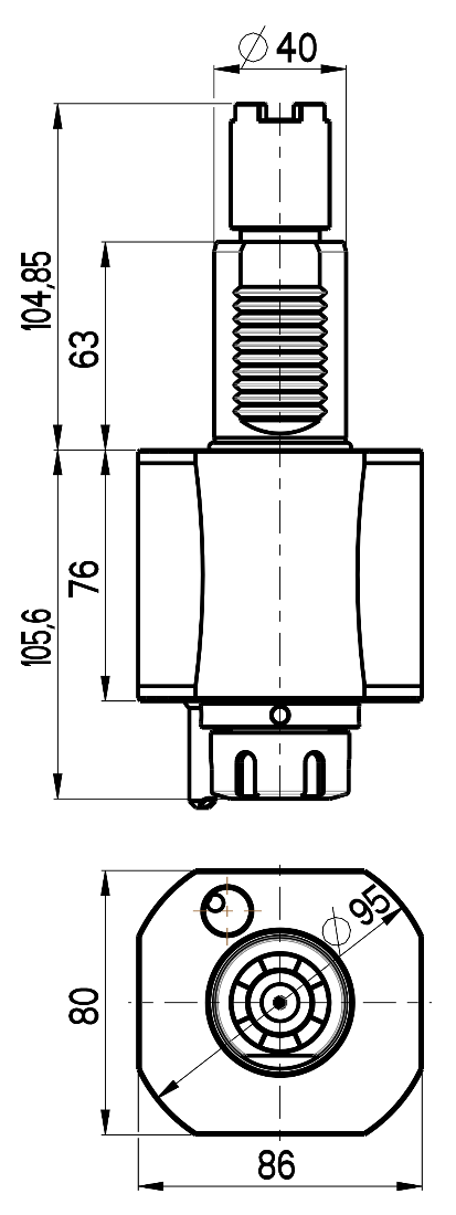 RG Tools VDI 40, gerader Werkzeughalter, Kupplung HAAS, mit Innenkühlung RGX1-40/151-25/2A Dimensionen