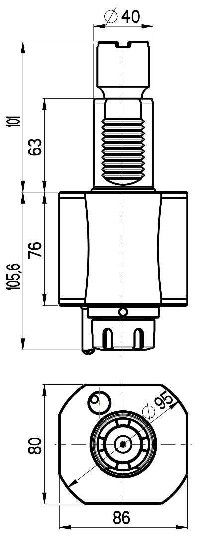 RG Tools VDI 40, gerader Werkzeughalter, Kupplung Okuma, mit Innenkühlung RGX1-40/151-25/2JB Dimensionen