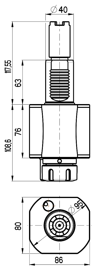 RG Tools VDI 40, gerader Werkzeughalter, Kupplung HAAS, ohne Innenkühlung RGX1-40/151-32/1B Dimensionen