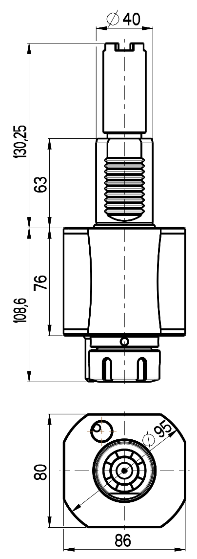 RG Tools VDI 40, gerader Werkzeughalter, Kupplung HAAS, ohne Innenkühlung RGX1-40/151-32/1C Dimensionen