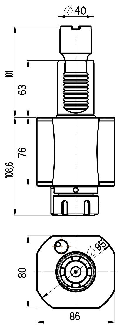 RG Tools VDI 40, gerader Werkzeughalter, Kupplung Okuma, ohne Innenkühlung RGX1-40/151-32/1JB Dimensionen
