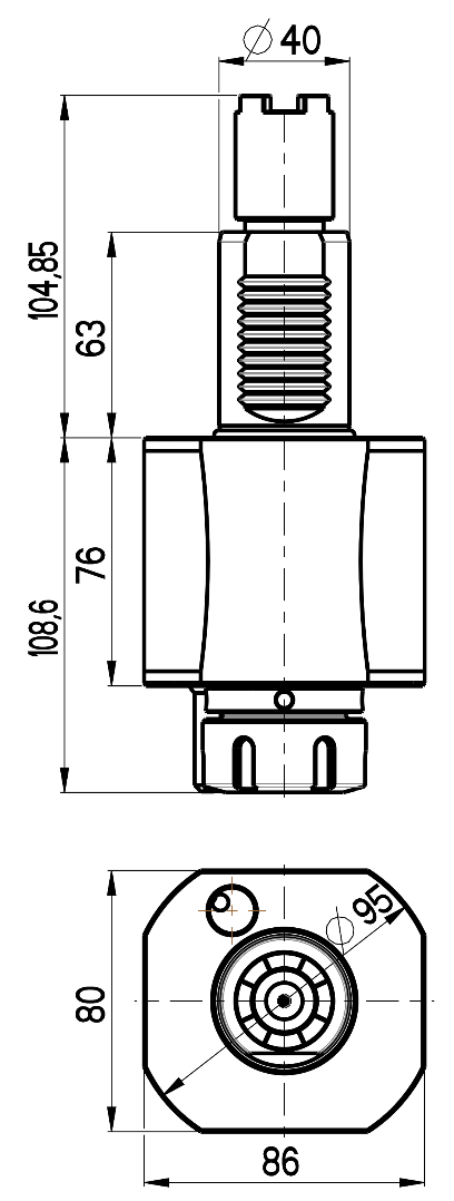 RG Tools VDI 40, gerader Werkzeughalter, Kupplung HAAS, mit Innenkühlung RGX1-40/151-32/2A Dimensionen