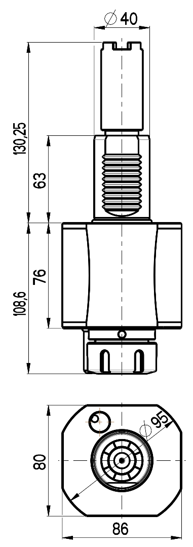 RG Tools VDI 40, gerader Werkzeughalter, Kupplung HAAS, mit Innenkühlung RGX1-40/151-32/2C Dimensionen
