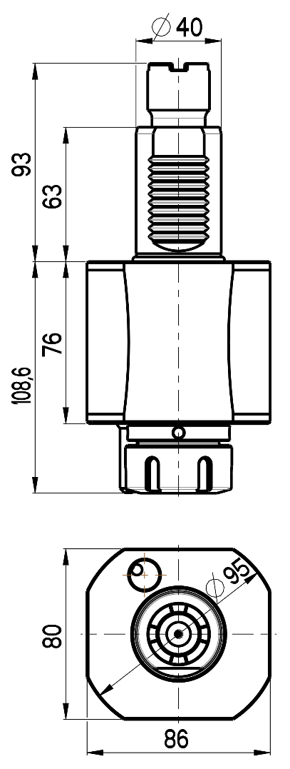 RG Tools VDI 40, gerader Werkzeughalter, Kupplung Okuma, mit Innenkühlung RGX1-40/151-32/2JA Dimensionen