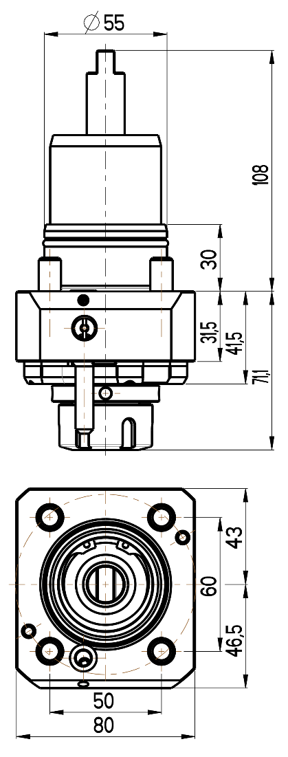 RG Tools BMT 55, gerader Werkzeughalter, mit Innenkühlung NAKAMURA RGX2-55/101-25/2(NT) Dimensionen