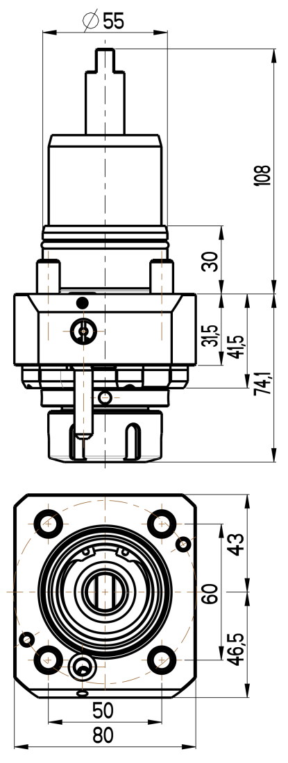 RG Tools BMT 55, gerader Werkzeughalter, ohne Innenkühlung NAKAMURA RGX2-55/101-32/1(NT) Dimensionen