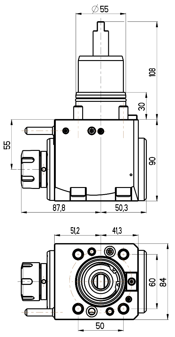 RG Tools BMT 55, winkliger Werkzeughalter, mit Innenkühlung NAKAMURA RGX2-55/201-25/2.3-55(NT) Dimensionen