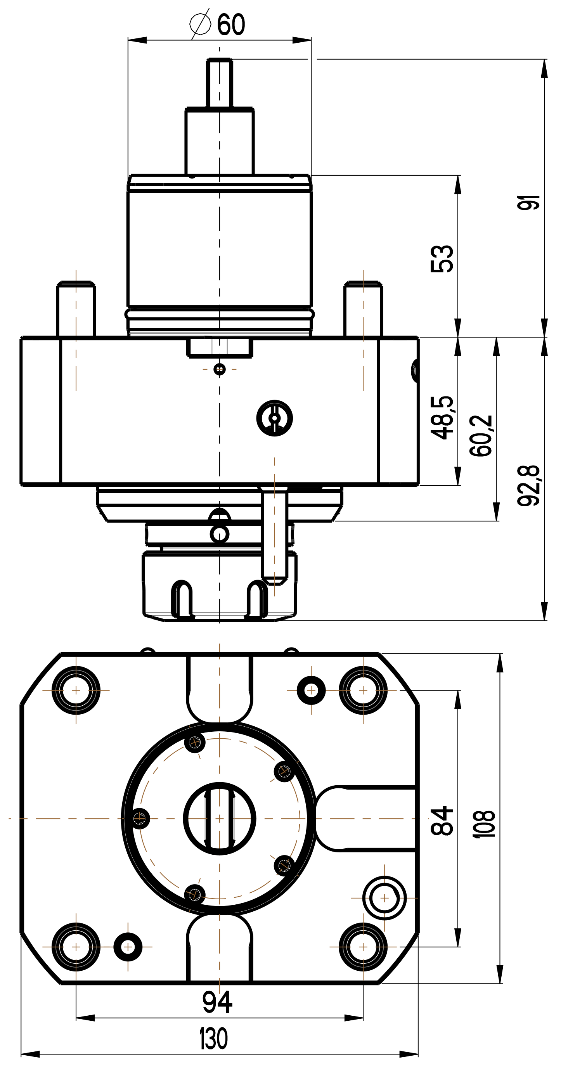 RG Tools BMT 60, gerader Werkzeughalter, ohne Innenkühlung MORI SEIKI RGX2-60/101-32/1(MS) Dimensionen
