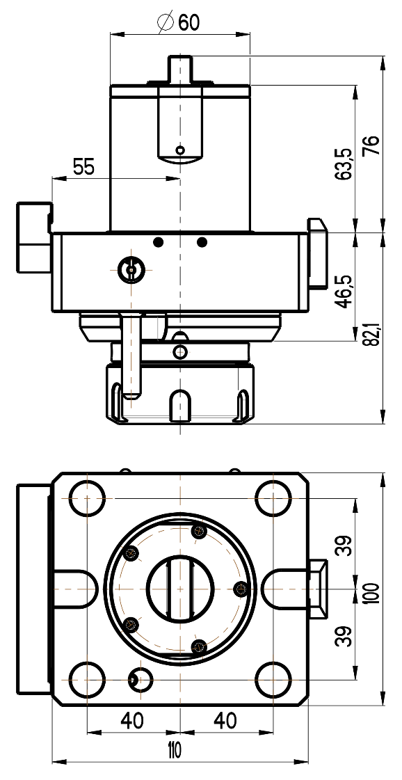 RG Tools BMT 60, gerader Werkzeughalter, ohne Innenkühlung OKUMA LB 4000 RGX2-60/101-40/1(JB) Dimensionen