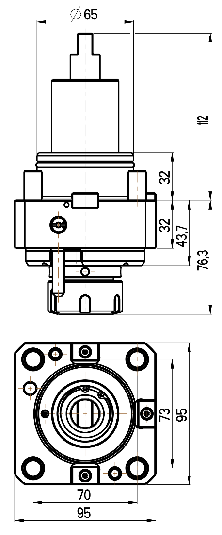 RG Tools BMT 65, gerader Werkzeughalter, ohne Innenkühlung DOOSAN RGX2-65/101-32/1(DO) Dimensionen