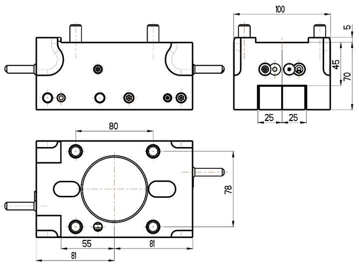 RG Tools Universeller Drehhalter OKUMA RGX F-60x25x70D(JB) Dimensionen