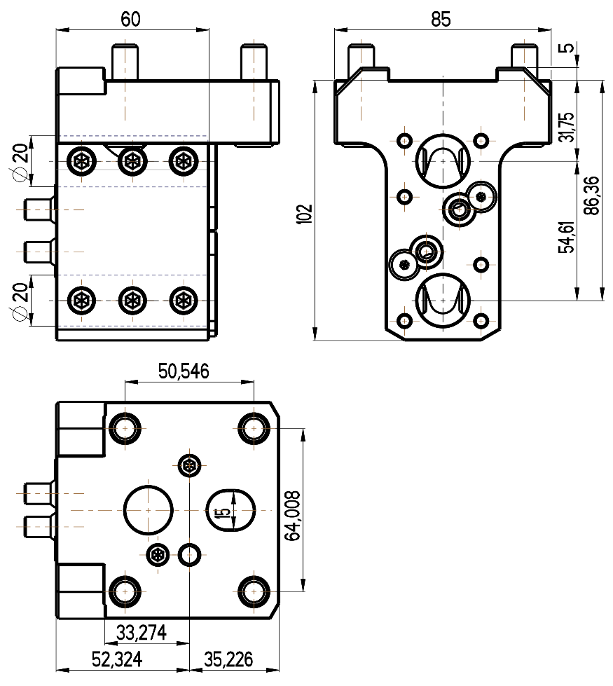 RG Tools Bohrstangenhalter, mit interner Kühlmittelzufuhr, HAAS RGX ID-20x31,75/86,36D(HA) Dimensionen