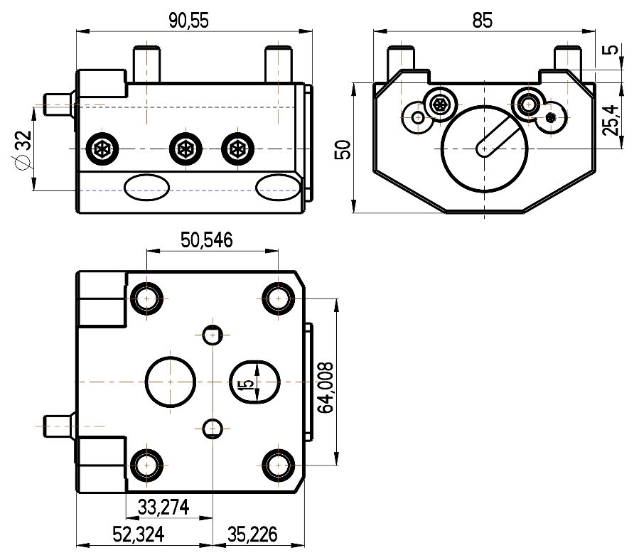 RG Tools Bohrstangenhalter, mit interner Kühlmittelzufuhr, HAAS RGX ID-32x25,4(HA) Dimensionen