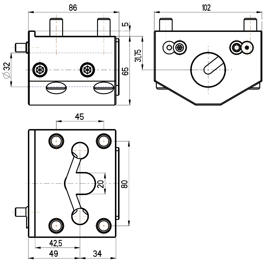RG Tools Bohrstangenhalter, mit interner Kühlmittelzufuhr, HAAS RGX ID-32x31,75(HA) Dimensionen