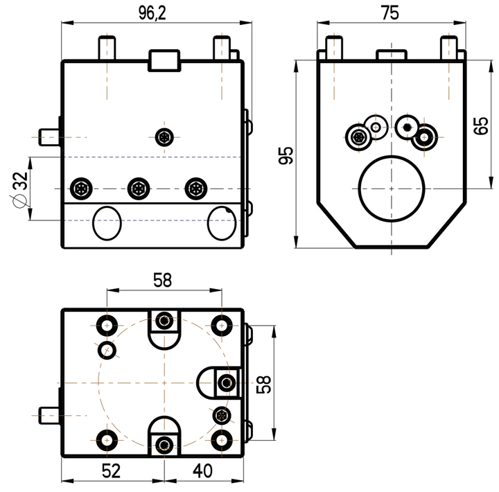 RG Tools Bohrstangenhalter, mit interner Kühlmittelzufuhr, DOOSAN RGX ID-45x32x65(DO) Dimensionen
