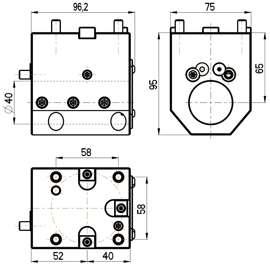 RG Tools Bohrstangenhalter, mit interner Kühlmittelzufuhr, DOOSAN RGX ID-45x40x65(DO) Dimensionen