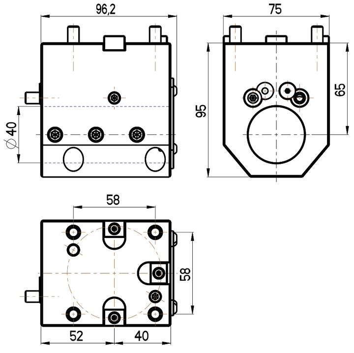 RG Tools Bohrstangenhalter, mit interner Kühlmittelzufuhr, DOOSAN RGX ID-45x40x65(DO) Dimensionen