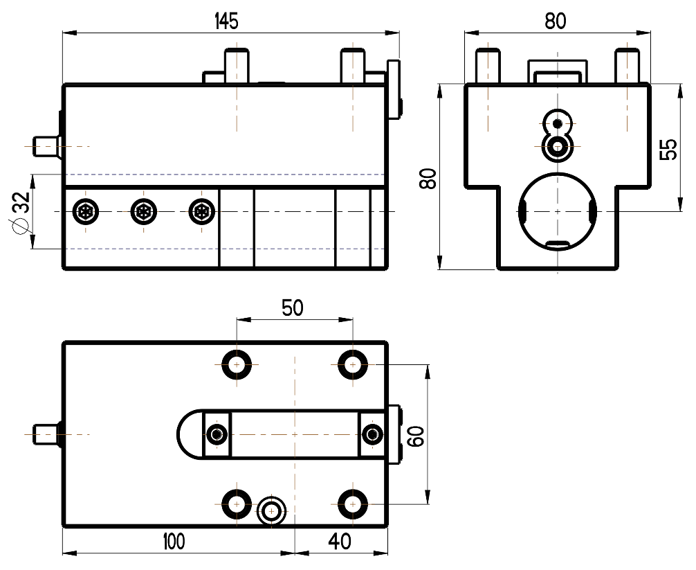 RG Tools Bohrstangenhalter erweitert, NAKAMURA RGX ID-55x32x55(NT) Dimensionen