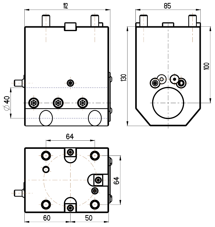 RG Tools Bohrstangenhalter, mit interner Kühlmittelzufuhr, DOOSAN RGX ID-55x40x100(DO) Dimensionen