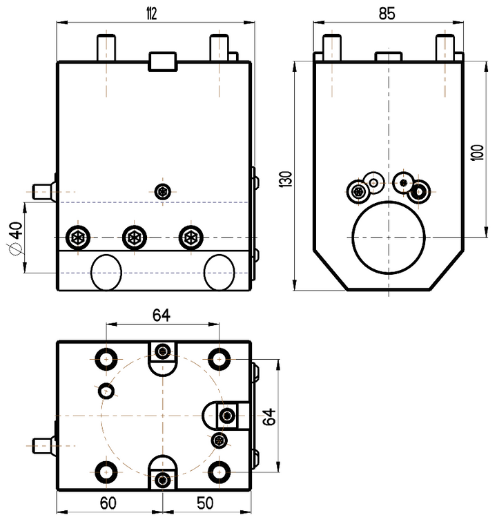 RG Tools Bohrstangenhalter, mit interner Kühlmittelzufuhr, DOOSAN RGX ID-55x40x100(DO) Dimensionen