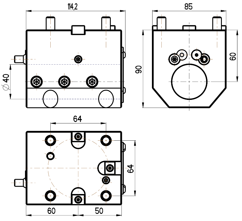 RG Tools Bohrstangenhalter, mit interner Kühlmittelzufuhr, DOOSAN RGX ID-55x40x60(DO) Dimensionen
