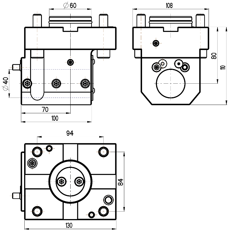 RG Tools Bohrstangenhalter, mit interner Kühlmittelzufuhr, Mori Seiki RGX ID-60x40x80(MS) Dimensionen