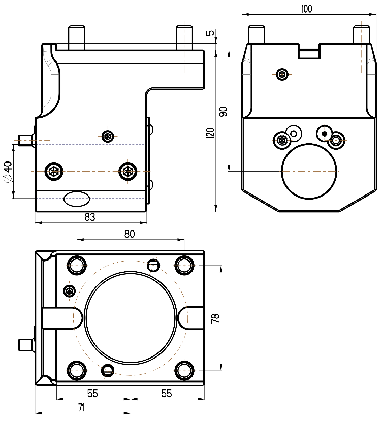 RG Tools Bohrstangenhalter, mit interner Kühlmittelzufuhr, OKUMA RGX ID-60x40x90(JB) Dimensionen