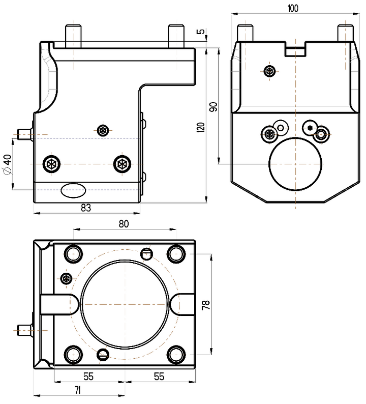 RG Tools Bohrstangenhalter, mit interner Kühlmittelzufuhr, OKUMA RGX ID-60x40x90(JB) Dimensionen