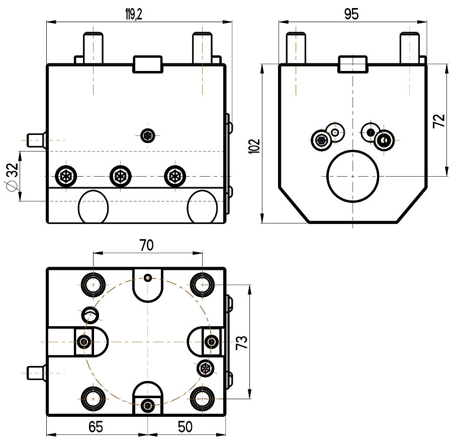 RG Tools Bohrstangenhalter, mit interner Kühlmittelzufuhr, DOOSAN RGX ID-65x32x72(DO) Dimensionen