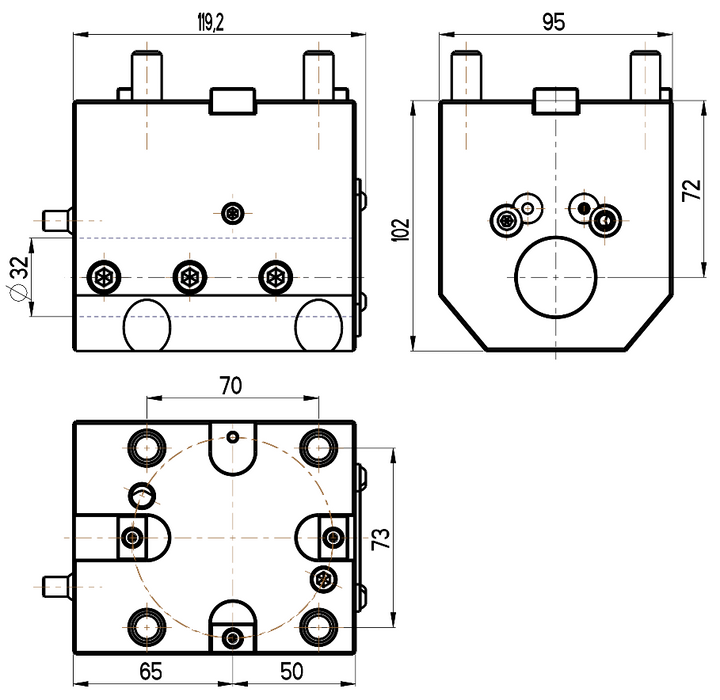 RG Tools Bohrstangenhalter, mit interner Kühlmittelzufuhr, DOOSAN RGX ID-65x32x72(DO) Dimensionen
