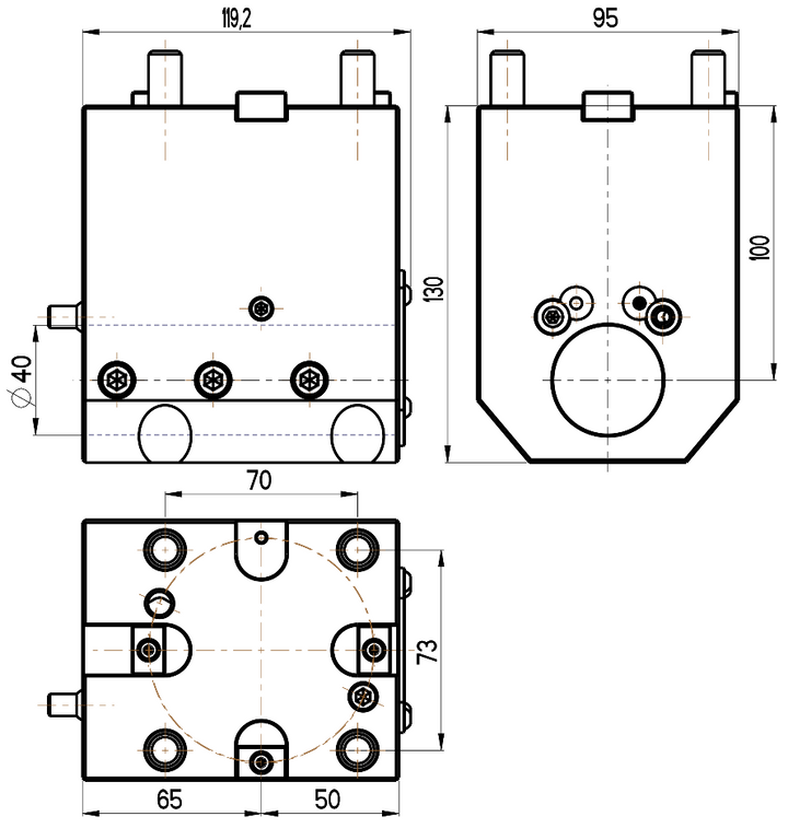 RG Tools Bohrstangenhalter, mit interner Kühlmittelzufuhr, DOOSAN RGX ID-65x40x100(DO) Dimensionen