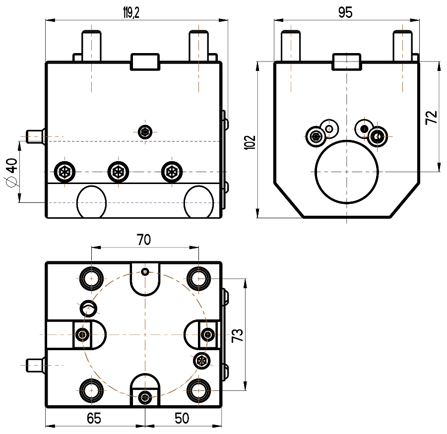 RG Tools Bohrstangenhalter, mit interner Kühlmittelzufuhr, DOOSAN RGX ID-65x40x72(DO) Dimensionen