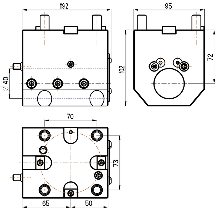 RG Tools Bohrstangenhalter, mit interner Kühlmittelzufuhr, DOOSAN RGX ID-65x40x72(DO) Dimensionen